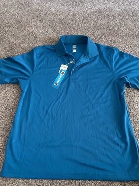 NWT Men's PGA Tour Airflux Performance Polo Shirt - Teal size L